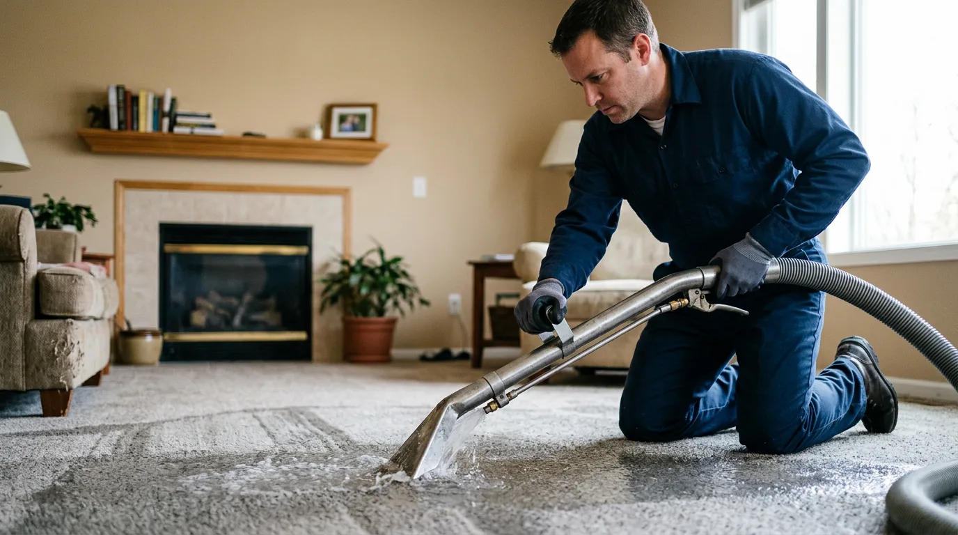 Water damage restoration technician working near Fryeburg, ME